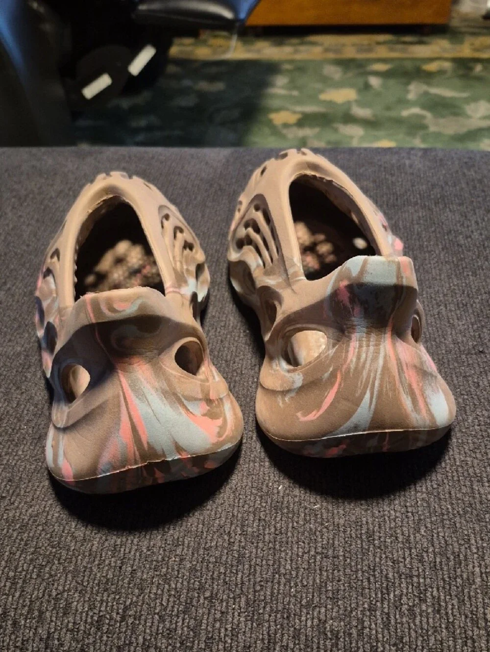 Yeezy Foam Runner Slip-On Clog in Taupe with Pink & Blue Accents